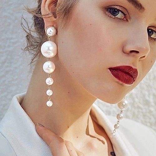 Plus Size - Pearl Drop Earrings - Majority Full Figured Fashion