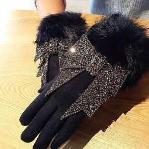 Plus Size - Bling Bow Gloves - Majority Full Figured Fashion