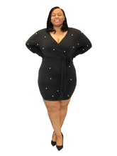Load image into Gallery viewer, Plus Size - Black Pearl Tie Dress - Majority Full Figured Fashion