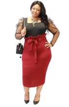 Load image into Gallery viewer, Plus Size - Burgundy High Waist Skirt - Majority Full Figured Fashion