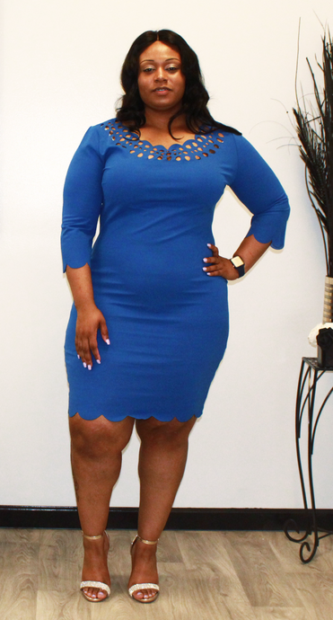 Plus Size - Blue Scallop Dress - Majority Full Figured Fashion