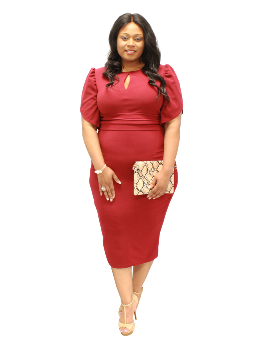 Plus Size - Burgundy Keyhole Dress - Majority Full Figured Fashion