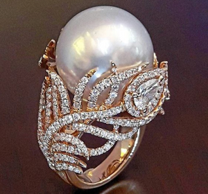 Plus Size - Pearl Leaf Rose Gold Ring - Majority Full Figured Fashion