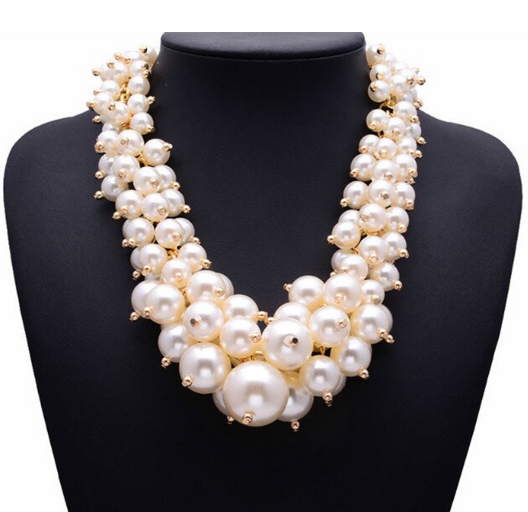 Plus Size - Large Layered Pearl Necklace - Majority Full Figured Fashion
