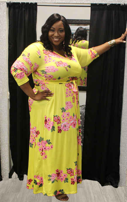 Plus Size - Yellow and Pink Maxi - Majority Full Figured Fashion